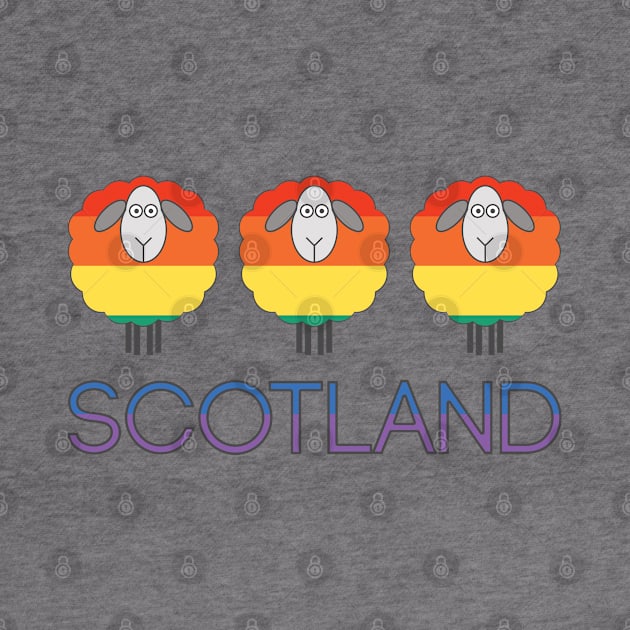 Trio of Scottish Rainbow Pride Flag Patterned Sheep by MacPean